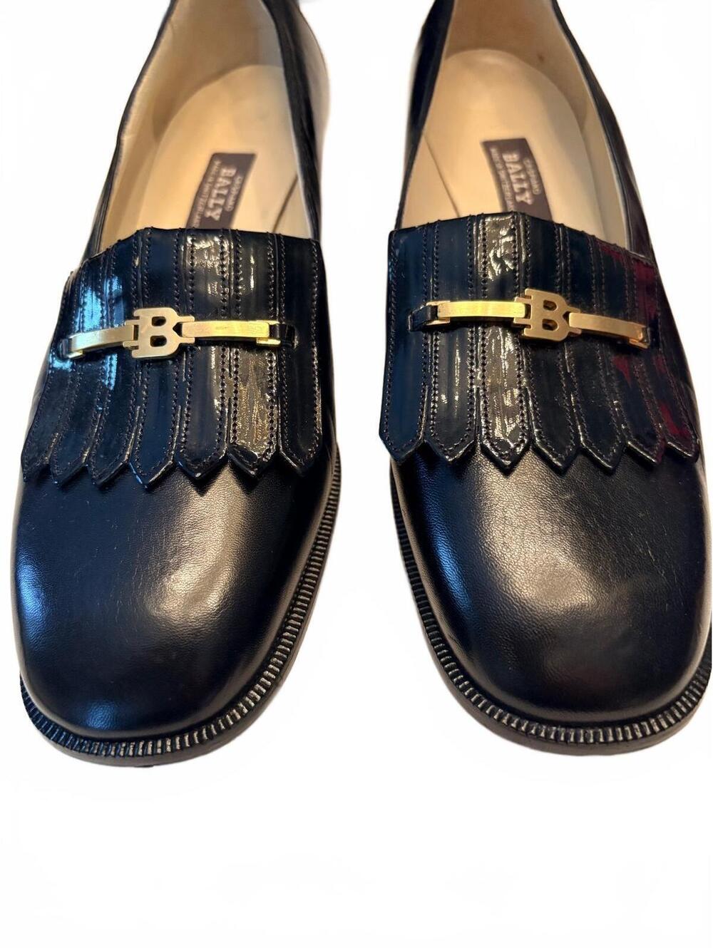 VINTAGE NWOT Bally Black Loafer Pumps 8.5 EU/11 M US - Picture 2 of 9